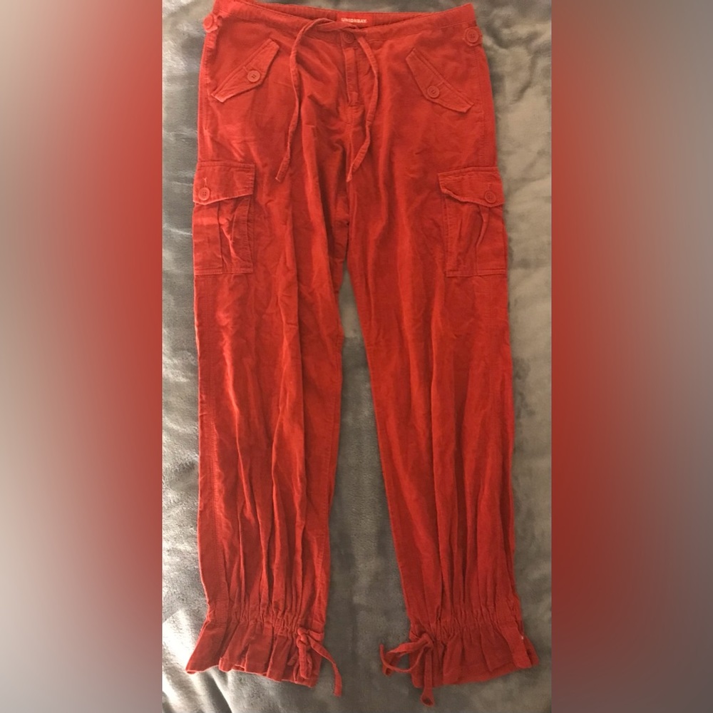 UNIONBAY RUFFLE HEM CORDUROY PANTS